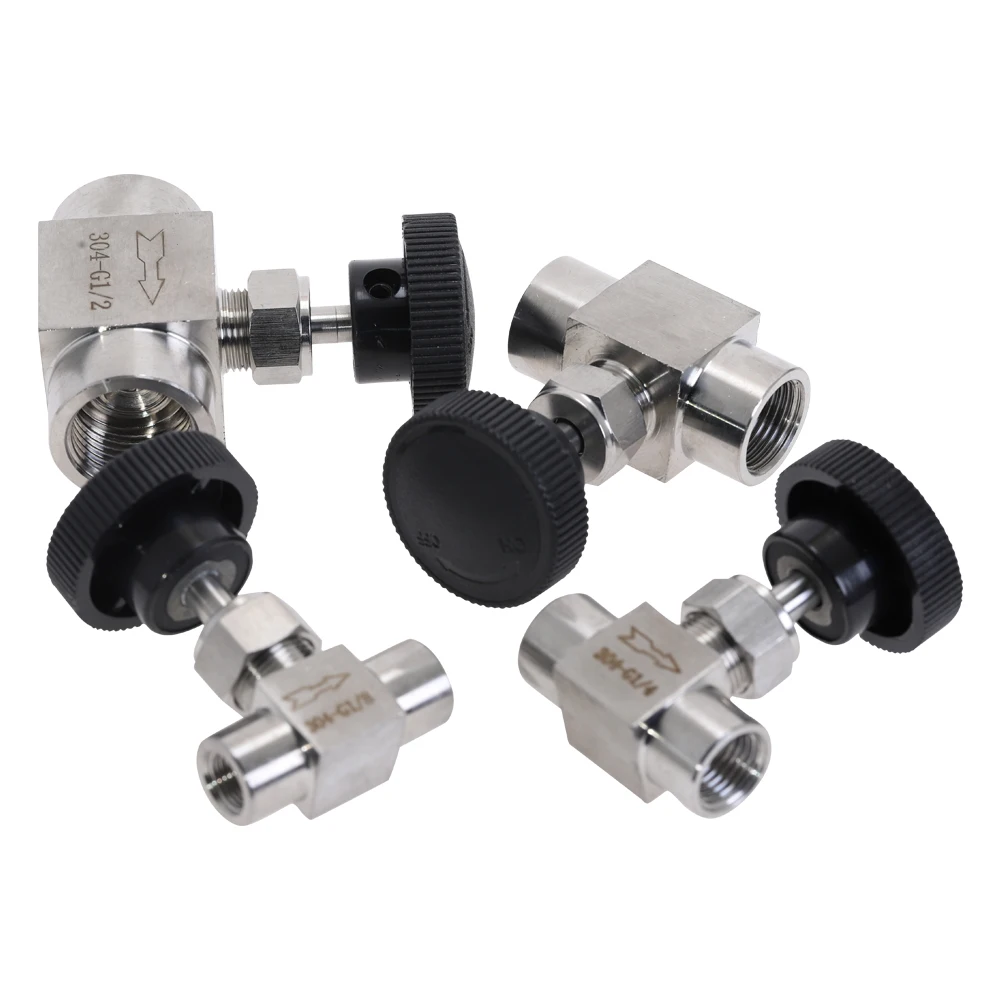 Нержавеющая сталь 304 игольчатый клапан 1/8 &quot1/4&quot 3/8 &quot1/2&quot BSP равный женский