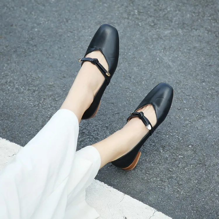 Женская обувь на высоком каблуке Женские туфли лодочки Средний каблук Толстый