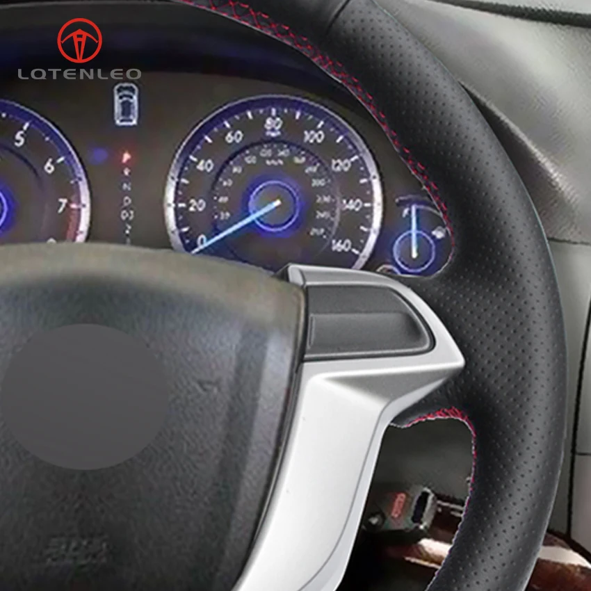 

LQTENLEO Black Genuine Leather Car Steering Wheel Cover for Honda Accord 8 Coupe Accord Crosstour 2008-2012 Odyssey 2010-2014