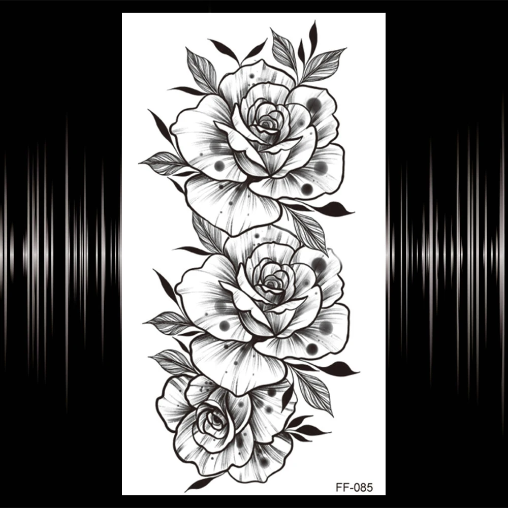 Временная татуировка с совой черной хной для женщин Ювелирное Украшение 3D розой