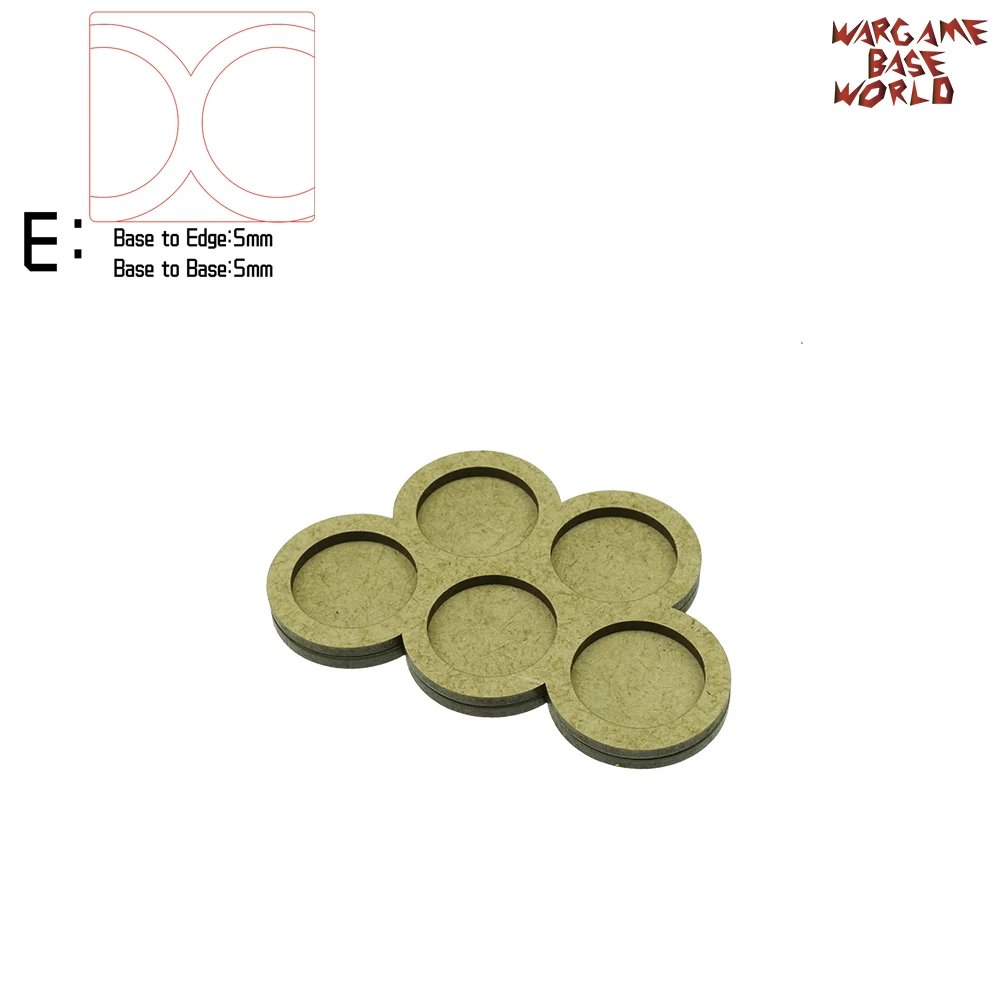 Wargame Base World-Movement Tray-5 круглых 25 мм-форма MDF