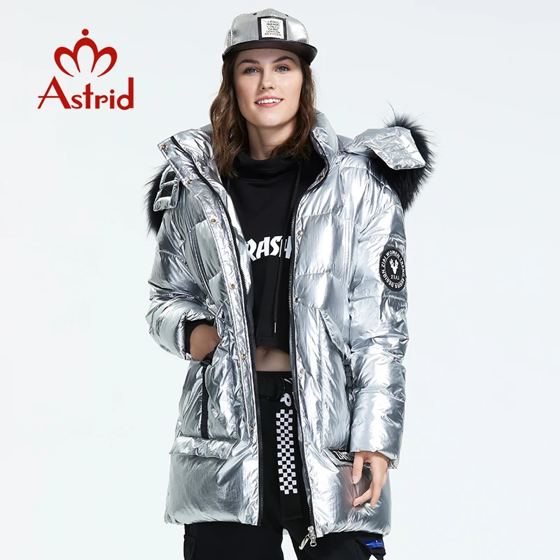 Astrid 2019 Зима новое поступление женский пуховик воротник из натурального меха с