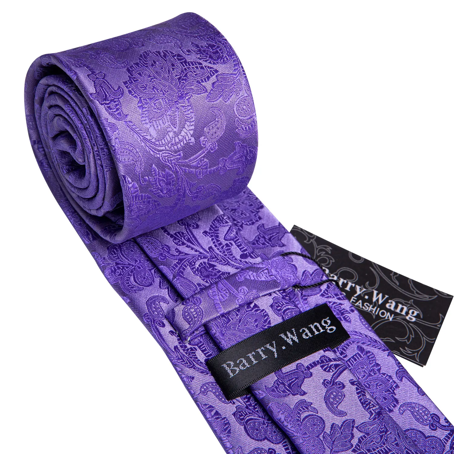 Fashion Silk Purple Solid Mens Wedding Tie Hanky Set Barry.Wang Designer Paisley Floral Neckties For Gift Party Groom |