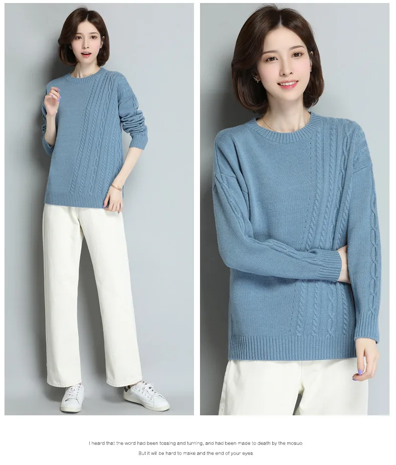 XJXKS Round neck long sleeve women sweater autumn winter new large size comfortable cashmere knitted sweater women pullover