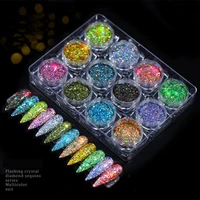 12pcsset nail art glitter super bright cool sequins glitter symphony powder nail art diy accessories manicure tools