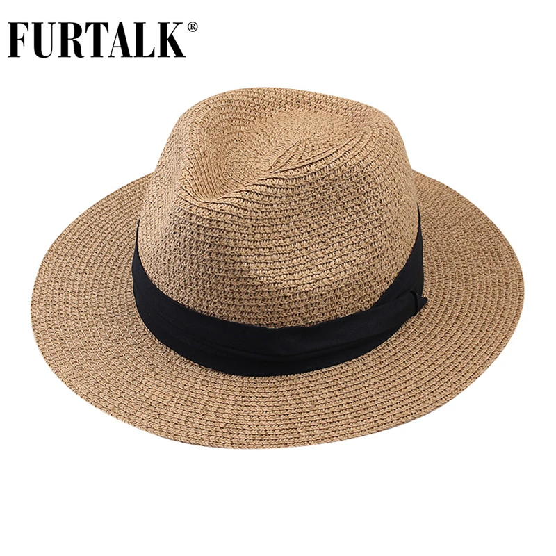 FURTALK летняя шляпа для женщин, соломенная шляпа от солнца для мужчин, фетровая Панама, шляпа с защитой от ультрафиолета, пляжные шляпы для женщин SH040