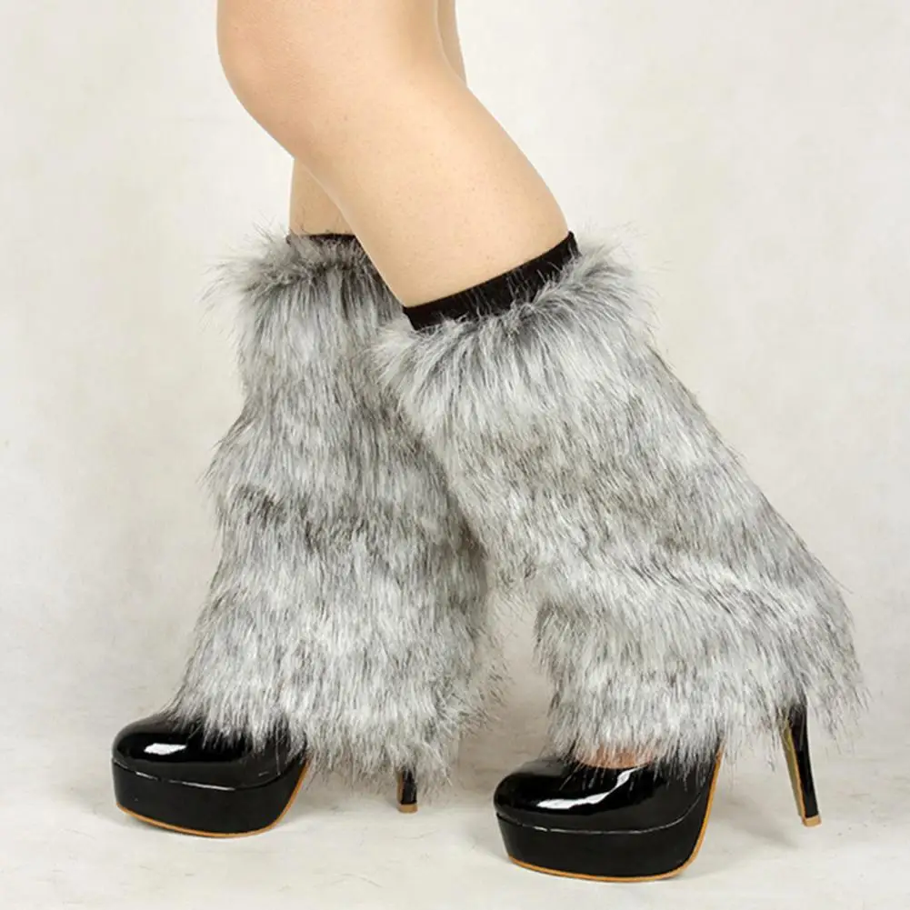 y2k Women Fur Leg Warmers Fashion Luxury Winter Fashion Solid Color Women Boot Covers Warm Furry Faux Fur Leg Warmers Boot Cuffs