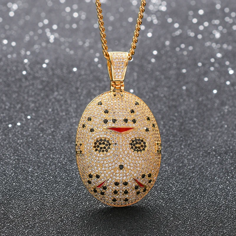 Стразы мужское ожерелье лед из кубического циркония в стиле хип-хоп маска кулон