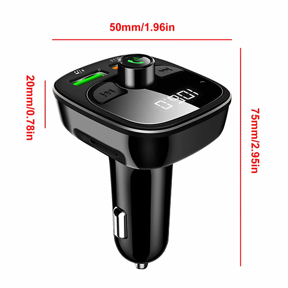 

Bluetooth 5.0 FM Transmitter Dual USB Charger MP3 Player Support TF Card Classic Colors And Simple Durable Design Car Charger