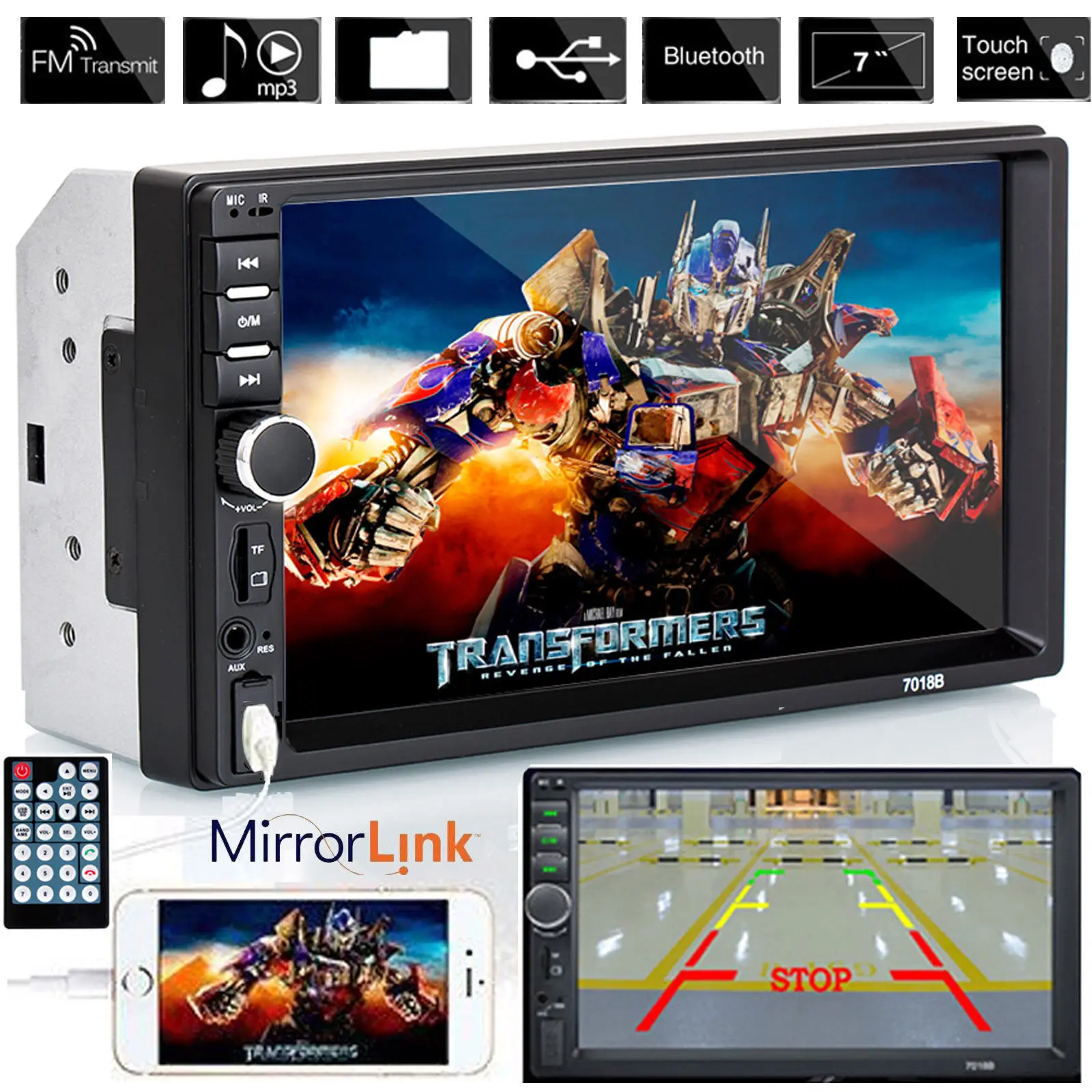 Автомагнитола AMPrime 2 din 7 &quotHD сенсорный экран 7018B MP5 плеер дисплей Bluetooth мультимедиа