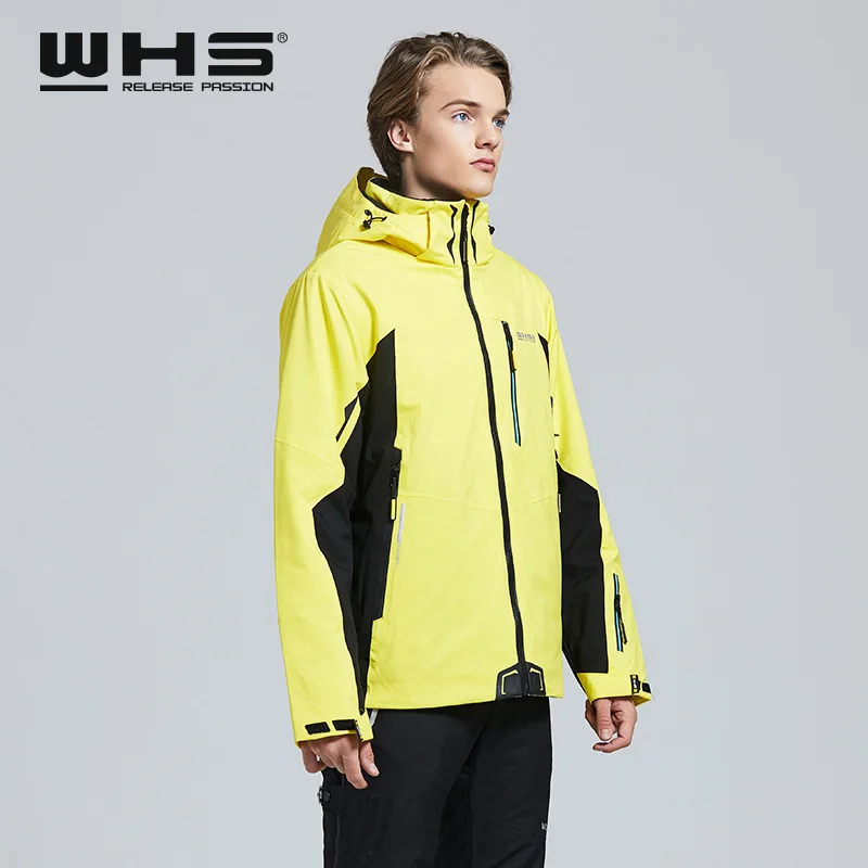 WHS мужские лыжные куртки, ветронепроницаемые теплые пальто, зимняя куртка, модная мужская куртка с принтом, ветрозащитная и водонепроницаемая