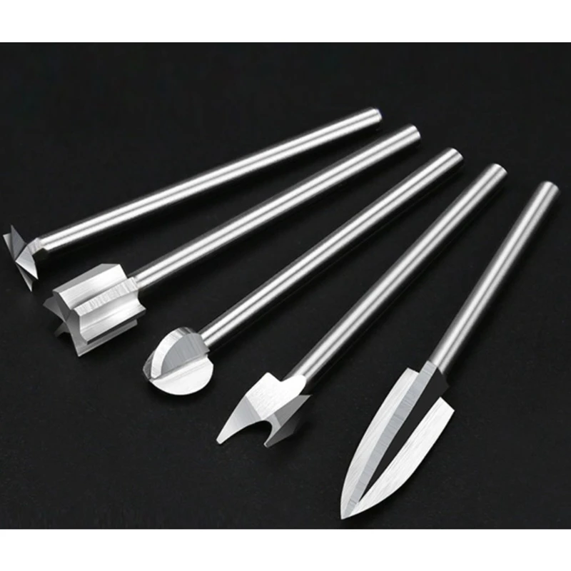 

5PCS Wood Engraving Drill Bit Set,Milling Cutters Steel Sharp Edges Woodworking Drilling Tools Wood Carving Knives