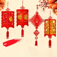 good fortune rectangle red lanterns chinese knot chinese new year spring festival party celebration home decor handicrafts 2021
