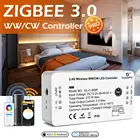 Умный светодиодный контроллер Zigbee Pro WWCW, белый контроллер с двойной регулировкой температуры, работает с пультом дистанционного управления Alexa Echo Plus