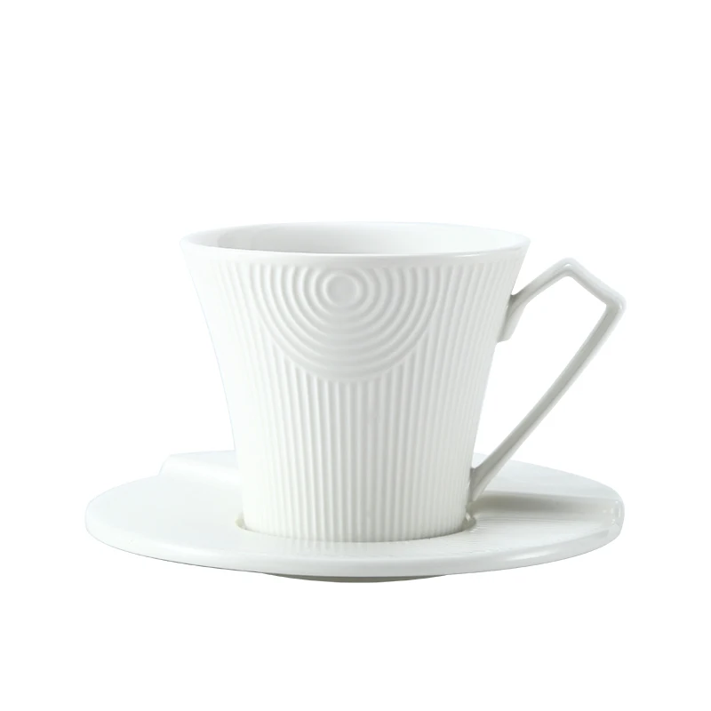 

Set of 4 White Ceramic Coffee Cup with Lid and Plate Saucer Spoon Milk Mug Coffeeware Drinkware Tea Water Container Organizer