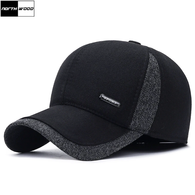 [NORTHWOOD] Бренд мужской Зимняя Бейсболка Earflaps Толстые Теплые Шапки Snapback Открытый