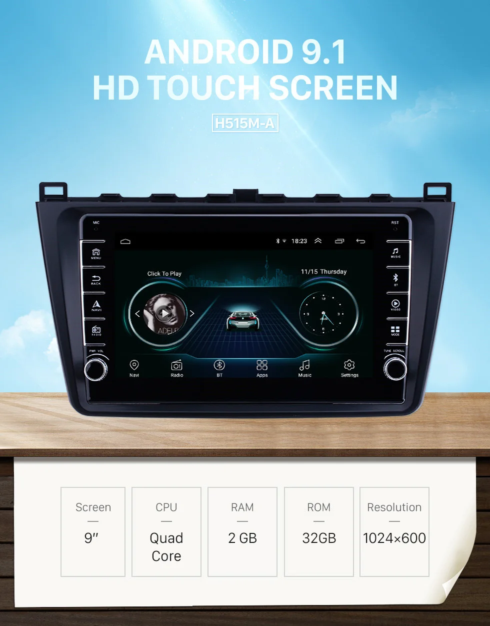 Harfey 2DIN 9 дюймов Android 9,1 Автомобильная магнитола для Mazda 6 Rui wing 2008 2009- мультимедийный плеер gps головное устройство bluetooth стерео