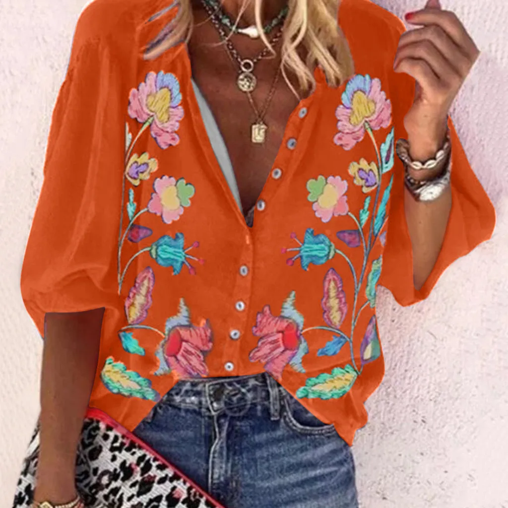 Рубашка женская с длинным рукавом Модный повседневный Свободный Топ на