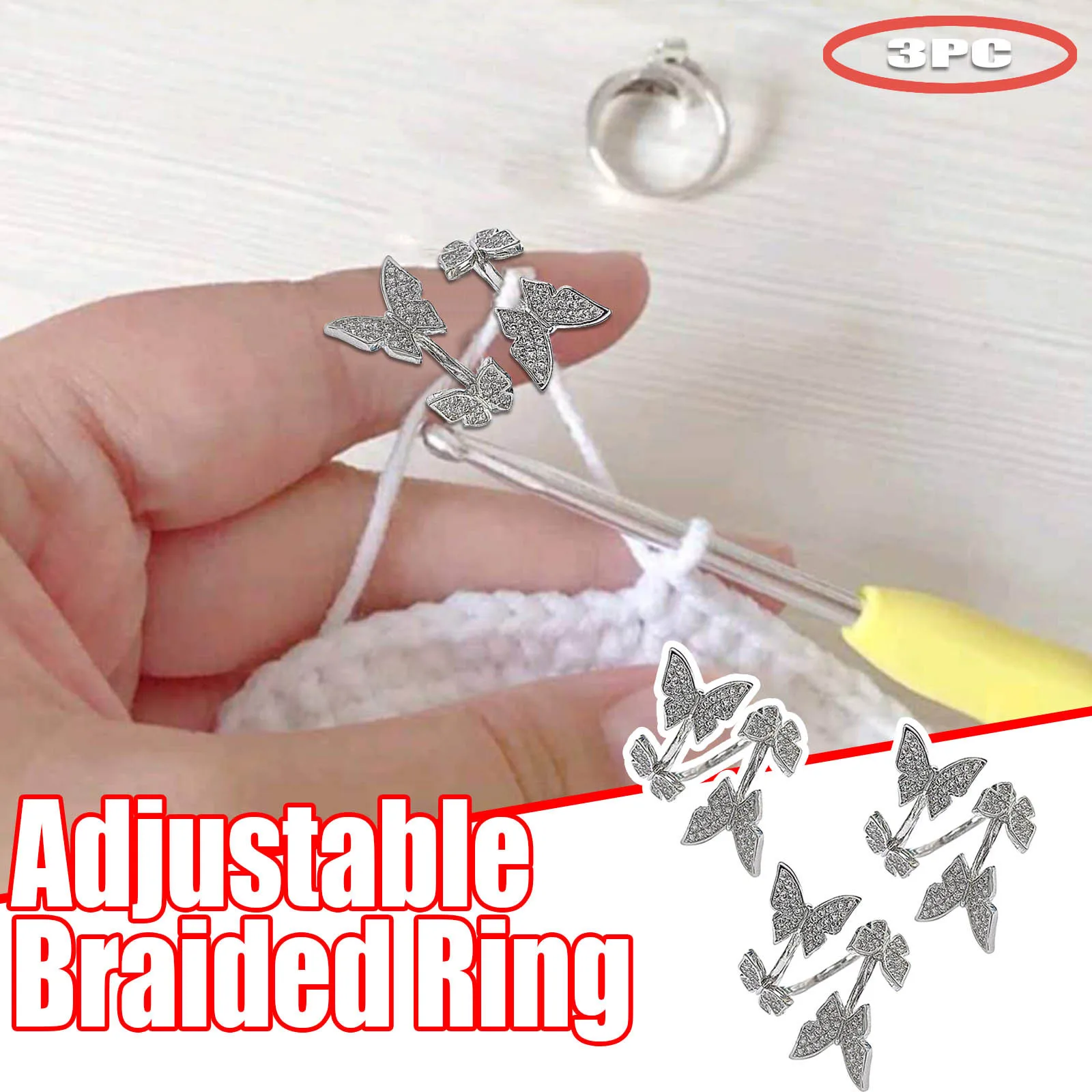 4 шт Бабочка Кольцо Тип Регулируемый вязание крючком петли аксессуары для