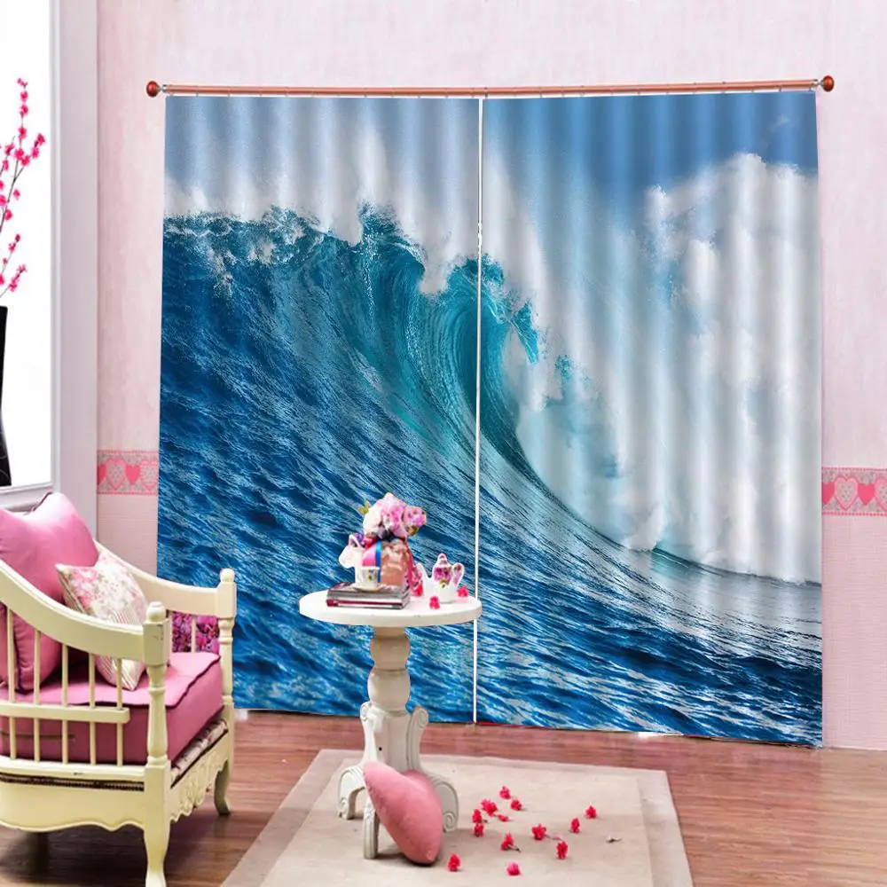 Surf Waves струящаяся вода затемненная занавеска для гостиной спальни оконные