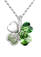 925 sterling silver pendant necklace crystal from swarovski flower blue green crystal heart shape hypoallergenic gifts