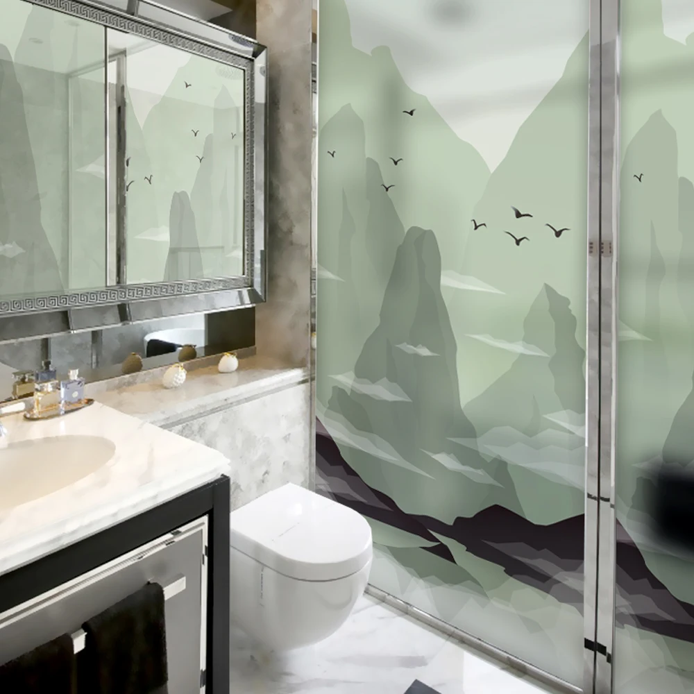 Витражная статическая пленка для окна матовая непрозрачная стеклянная наклейка