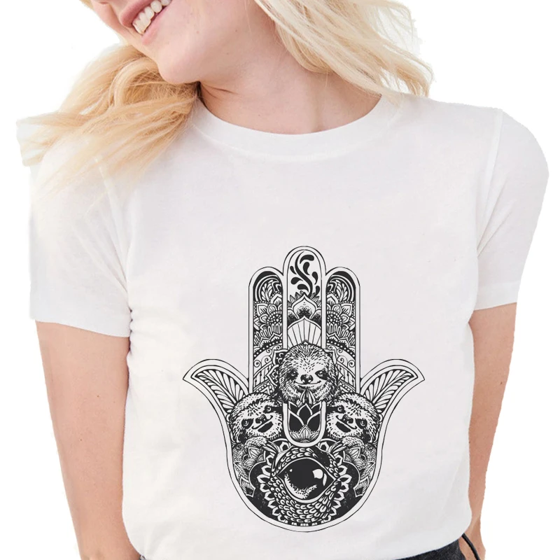 Женская футболка с круглым вырезом коротким рукавом и принтом | одежда