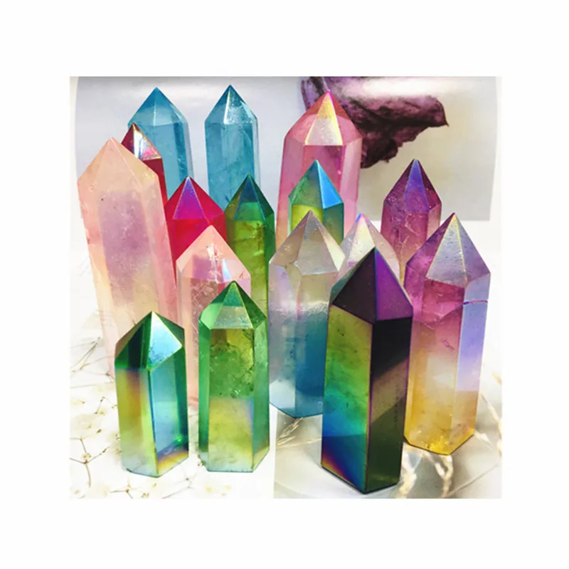 

1pcs Natural Colorful Tower Crystals Healing Stones Aura Clear Quartz Qoint For Home Decoration