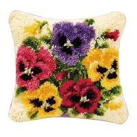 latch hook kits for adults kids diy throw pillow coverneedlework cushion cover hand craft crochet color flower