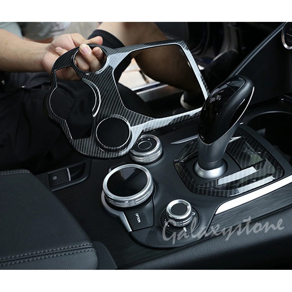 Сменная рамка центральной консоли из АБС углеволокна подходит для Alfa Romeo Giulia Stelvio