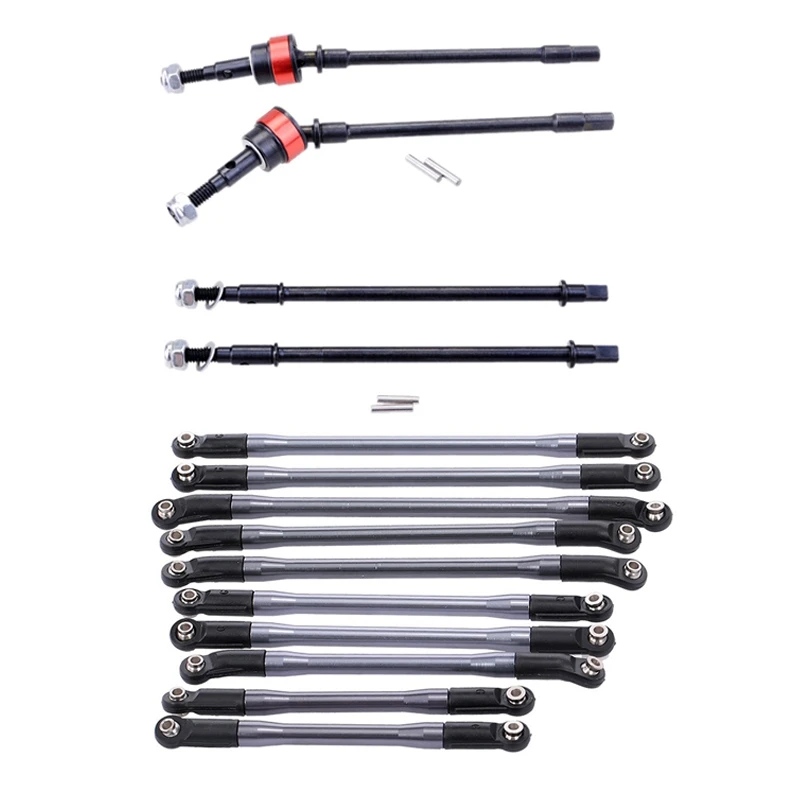 

4Pcs Hard Front And Rear Axle CVD Drive Shaft Dogbone For 1/10 Axial Scx10 & 10Pcs Metal Link Set Plastic Rod End