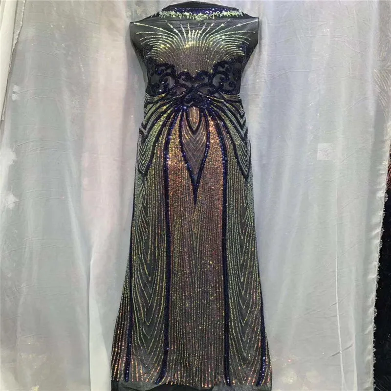 Последние голубое золото французский нигерийский тюль с блестками африканский