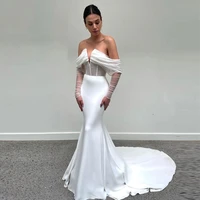 fivsole beach mermaid wedding dress off shoulder long sleeves boho bridal gowns illusion bride dress abito da sposa vestidos