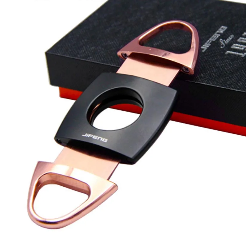 Ножницы для сигар JiFENG из нержавеющей стали с двумя лезвиями чёрные золотые