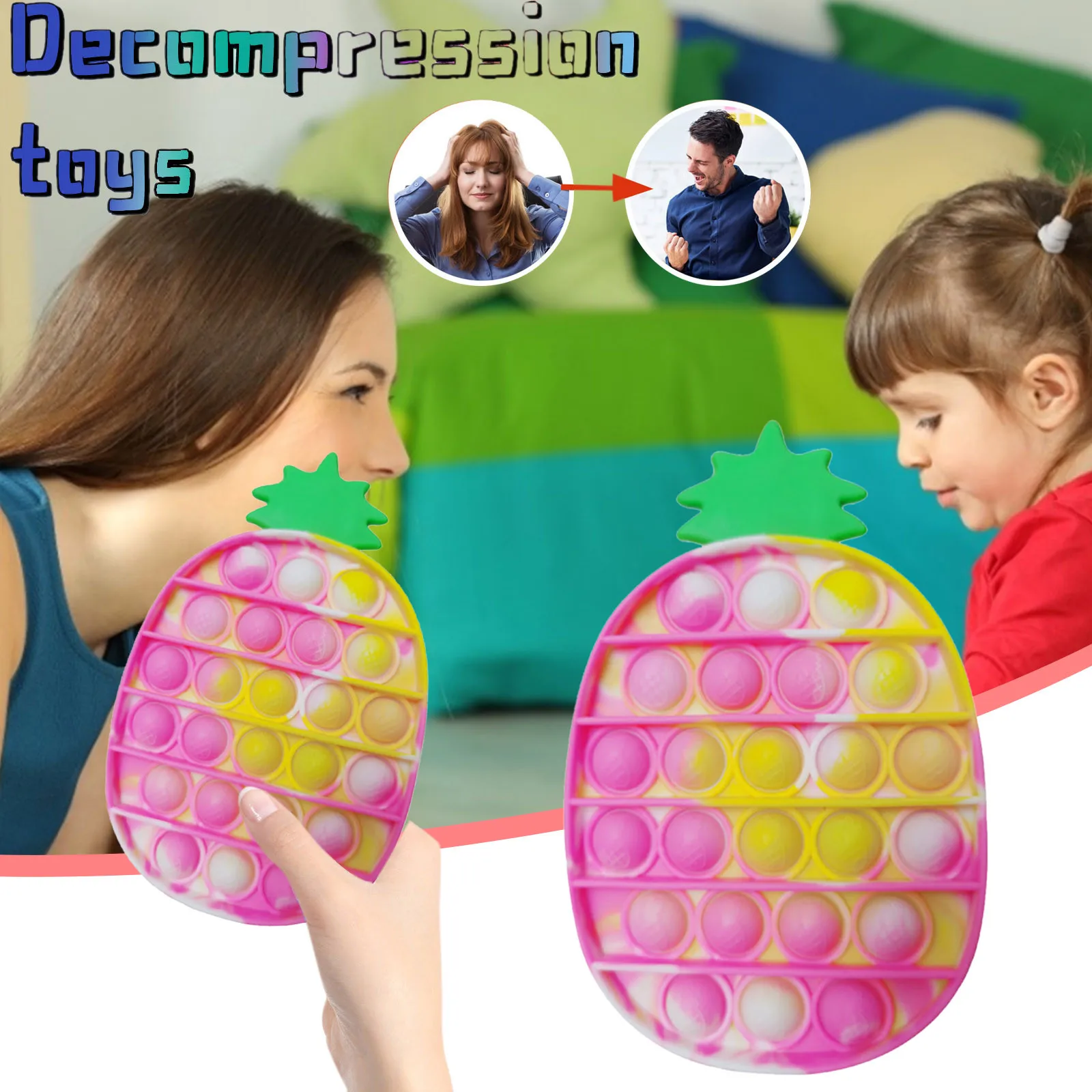 

Rainbow Pineapple Sensory Fidget Toy Gift 4 Color Push It Popping Bubble Sensory Toys Parent Child Interaction Antistress Toys
