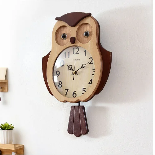 

41x29cm living room creative swing clock hanging wall clock owl wall watch bedroom Nordic cute mute owl quartz clock