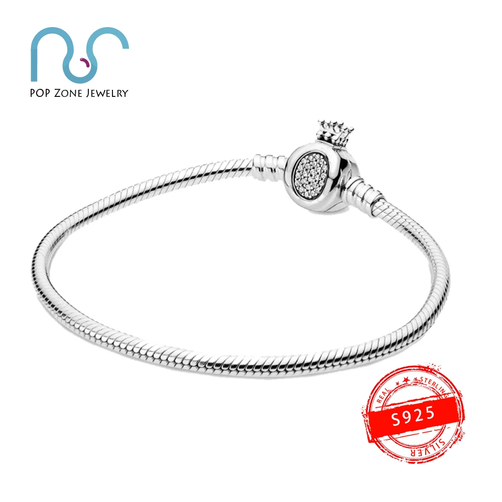 

Fit Original Pan Charm Bracelet S925 Sterling Silver Bracelet Silver Bracelet Crown O Chain Link Bracelet Female Brand New Gift