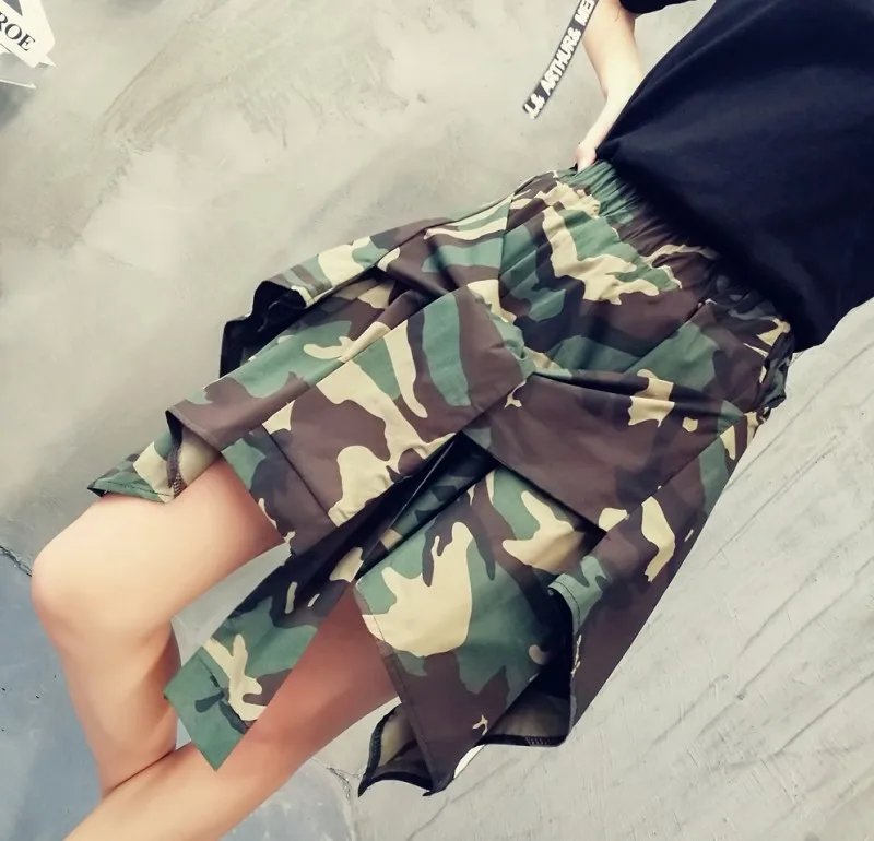 Харадзюку Корея новые летние камуфляжные поддельные леггинсы из двух частей
