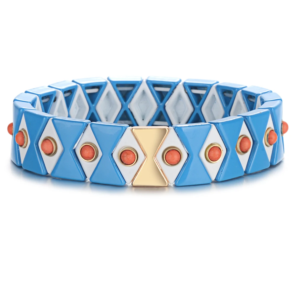 Эластичная нить Ромб Эмаль браслет Богемия ручной работы Цвет Блокировка