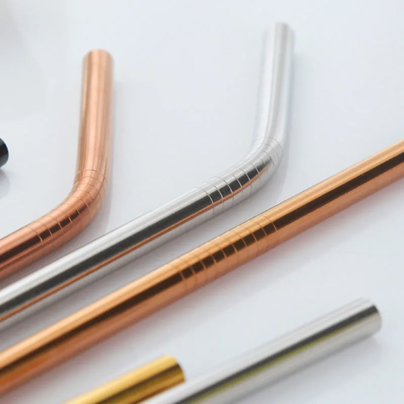 

1PC New Metal Reusable Stainless Steel Straws Straight Bent Drinking Straw Easy To Clean Household Straw Party Bar Accessories