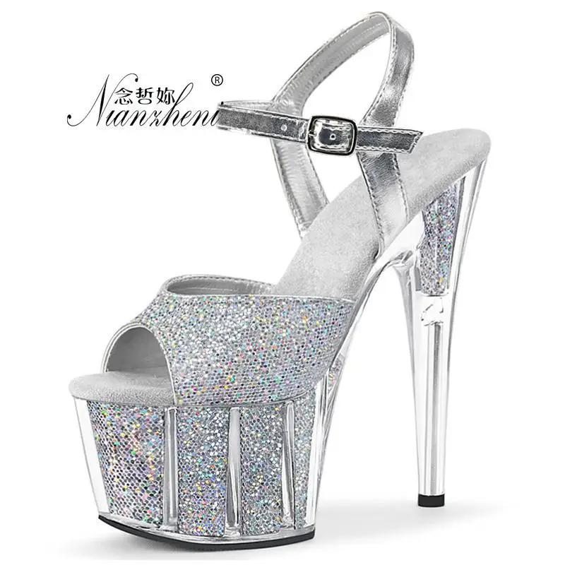 

15cm Bling Glitter High heels Nightclub Pole dance shoes Stage Show Sxey Stripper heels Party Models Full dress Concise Mature