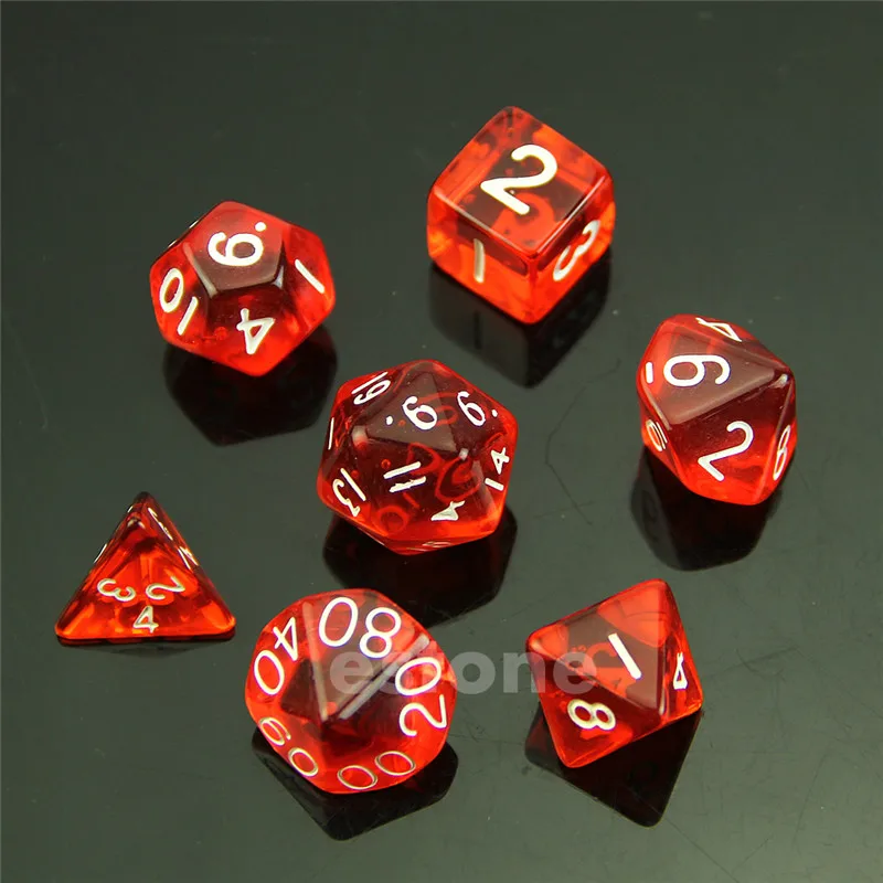 Красный 7-кости Двусторонняя D4 D6 D8 D10 D12 D20 Magic-сбора D& ролевые поли игровой набор синего цвета - Цвет: Красный
