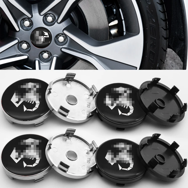 

Scorpion logo 4pcs 60mm emblem Wheel Center Hub Caps Badge covers Car Accessories For Fiat-Abarth- 500 595 1100 Stilo Ducato