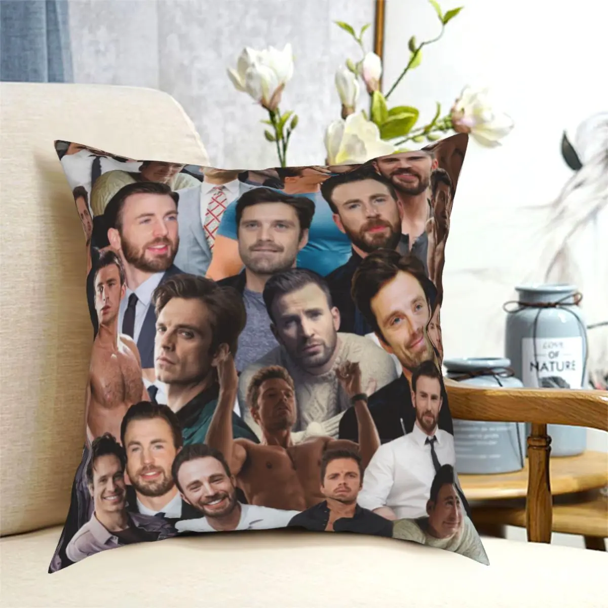 Себастьян Стэн и Крис Эванс фотоколлаж Подушка Чехол печать чехол для подушки из