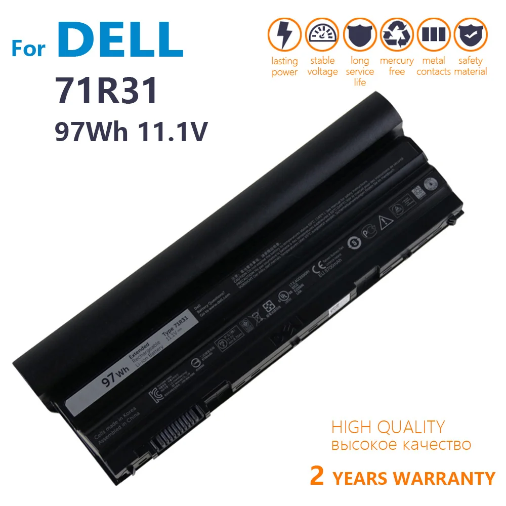 

Genuine new 71R31 Laptop Battery for DELL Latitude E6420 E6520 E5420 E5520 E6430 E5530 E5430 M5Y0X NHXVW T54FJ 11.1V 97WH