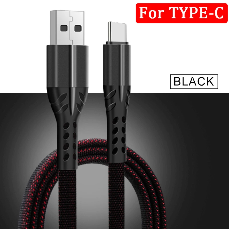 1 м USB кабель Mirco usb type C зарядное устройство для быстрой зарядки для Xiaomi Redmi Android мобильный телефон зарядный кабель для передачи данных Mirco usb type-C кабель - Цвет: For Type C Black