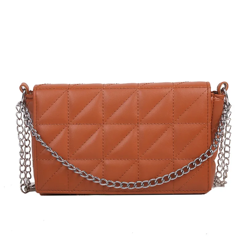 

Simple Texture Diamond Chain Small PU Leather Underarm Bags for Women 2021 Luxury Trend One-Shoulder Messenger Square Bag