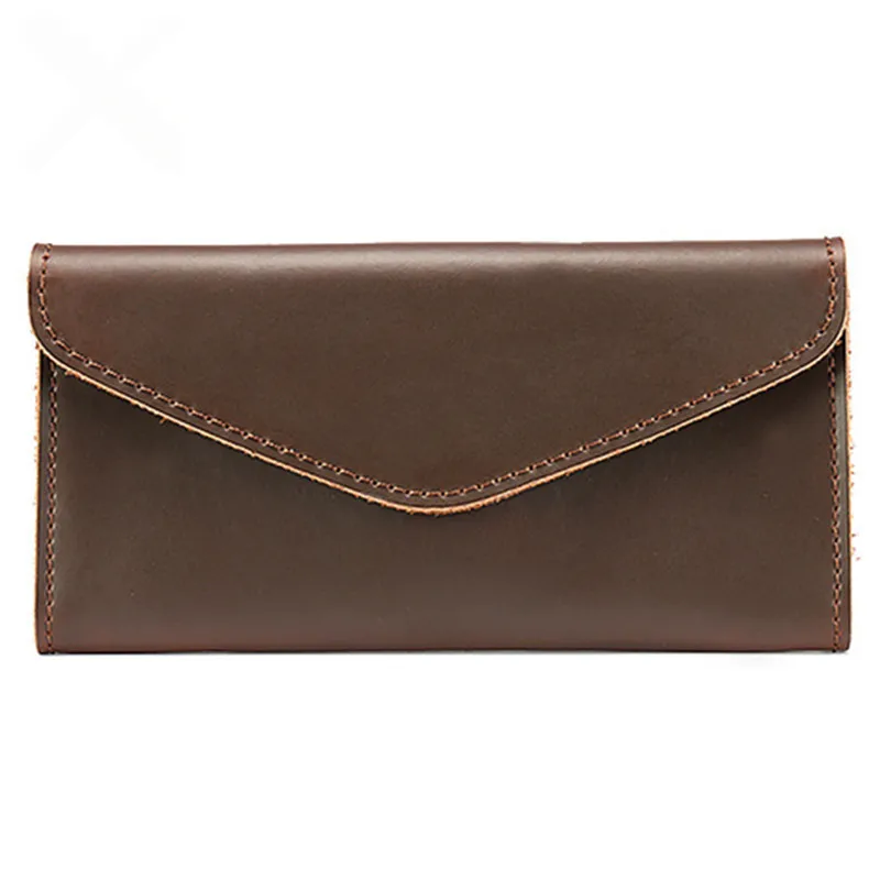 Genuine Leather Men Wallet Long Section Men Cowhide Hasp Male Portomonee Coin Purse Vintage Brand Carteira Brown Cell Phone Bag
