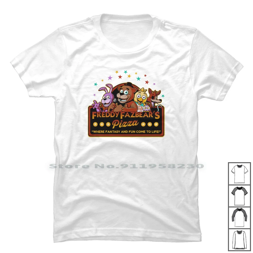 

Five Nights At Fnaf Fazbear T Shirt 100% Cotton Birthday Animals Night Humor Comic Bear Love Geek Five Red Fun