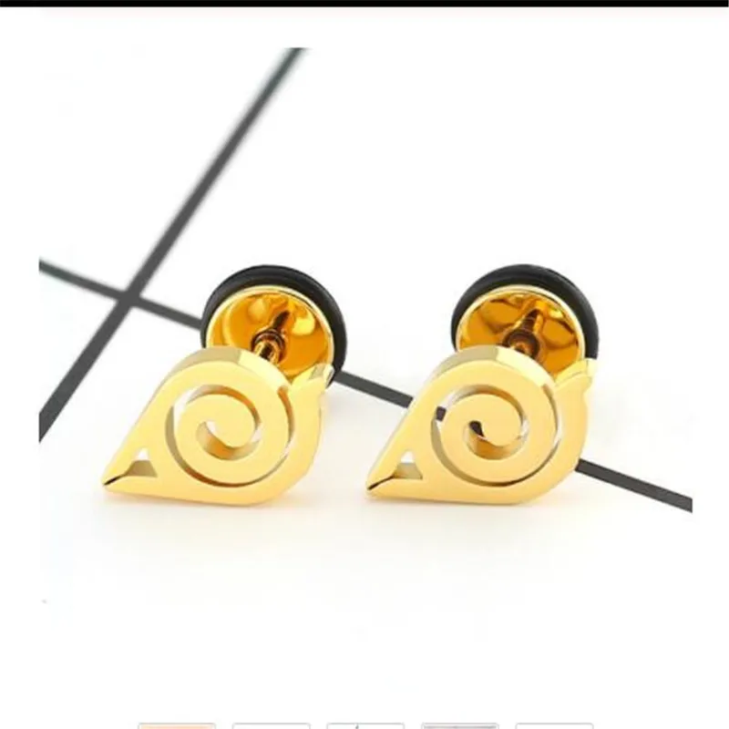 Одна пара модных мужских аниме-сережек из нержавеющей стали полые